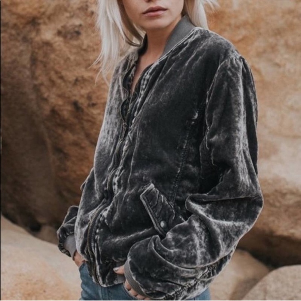 Free People velour bomber jacket
